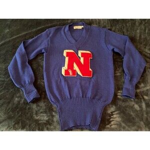 Vintage Burean Holloway GOLF Letterman Pullover Sweater Blue Size 42